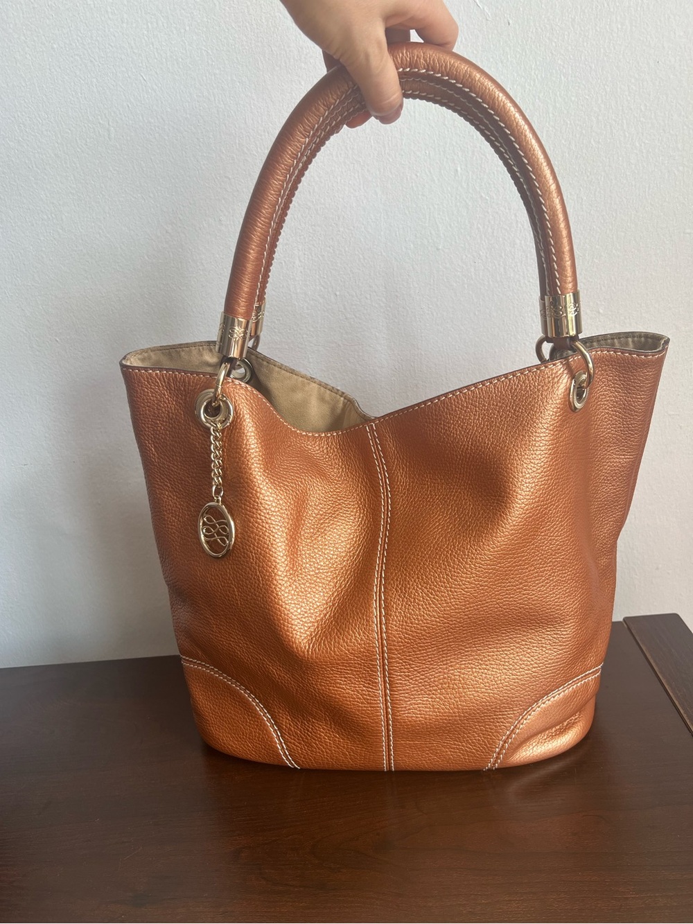 LANCEL Leather Metallic Copper Bag